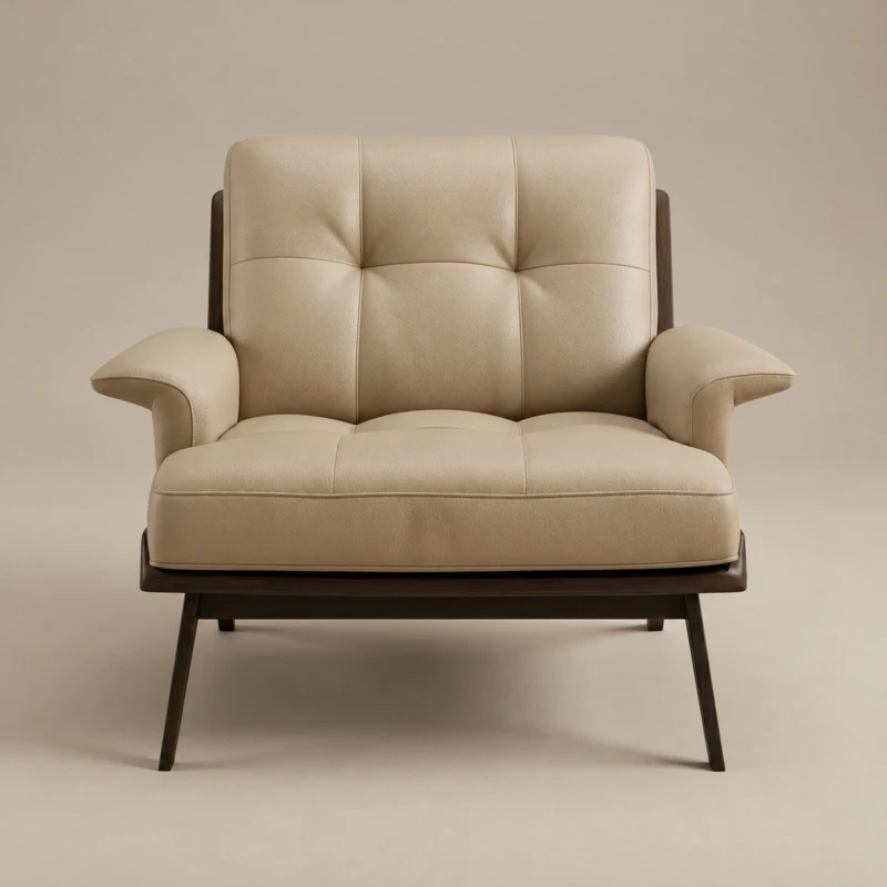 Clora Beige Faux Leathered Leisure Chair | Majestic Home UAE