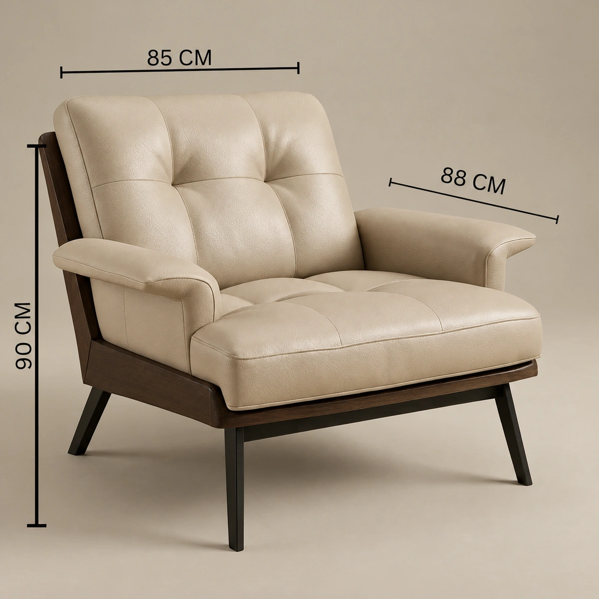 Clora Beige Faux Leathered Leisure Chair | Majestic Home UAE