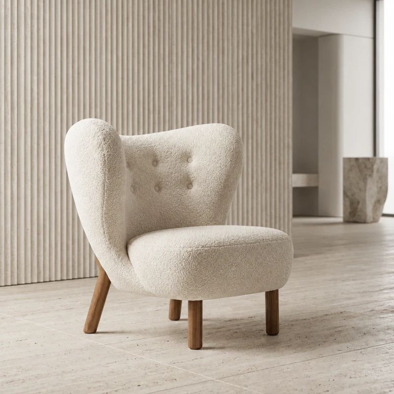 Bailey White Sherpa Lounge Chair | Majestic Home UAE