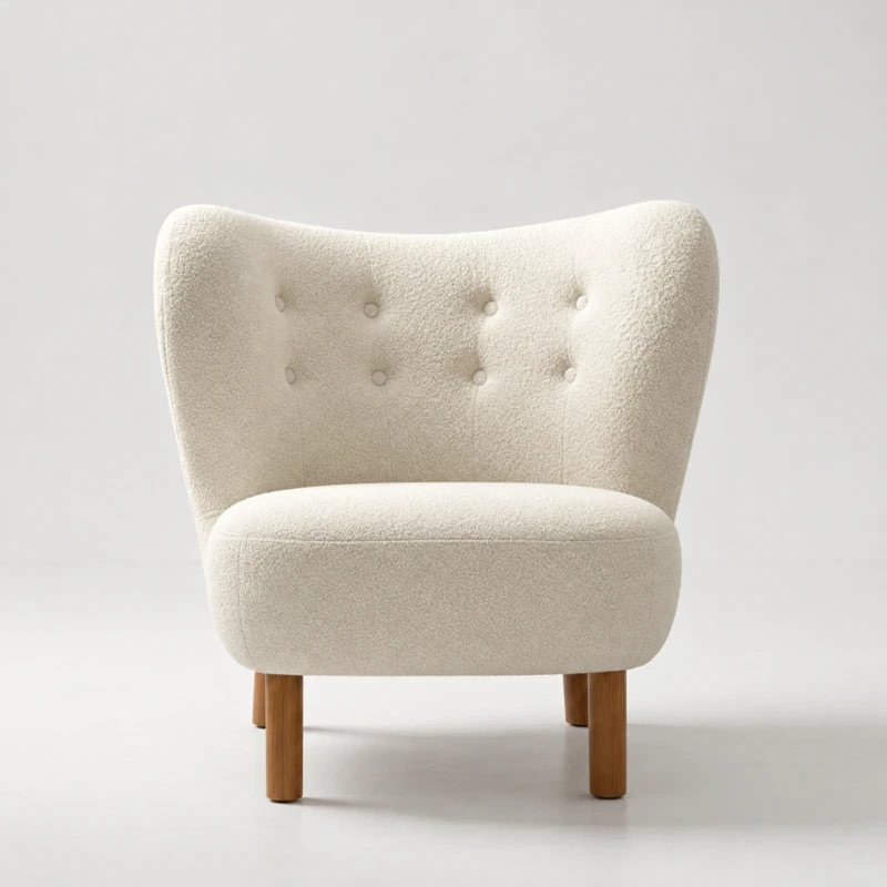 Bailey White Sherpa Lounge Chair | Majestic Home UAE