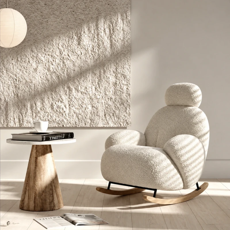 Persa White Fabirc Upholstery Lounge Chair | Majestic Home