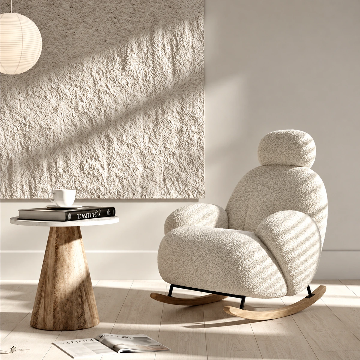 Persa White Fabirc Upholstery Lounge Chair | Majestic Home
