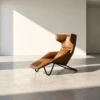 Arina Brown Lounge Chair with Faux Leather | Majestic Home