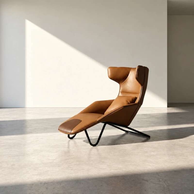 Arina Brown Lounge Chair with Faux Leather | Majestic Home