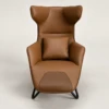 Arina Brown Lounge Chair with Faux Leather | Majestic Home