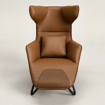 Arina Brown Lounge Chair with Faux Leather