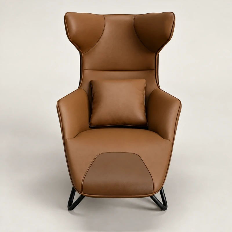 Arina Brown Lounge Chair with Faux Leather | Majestic Home