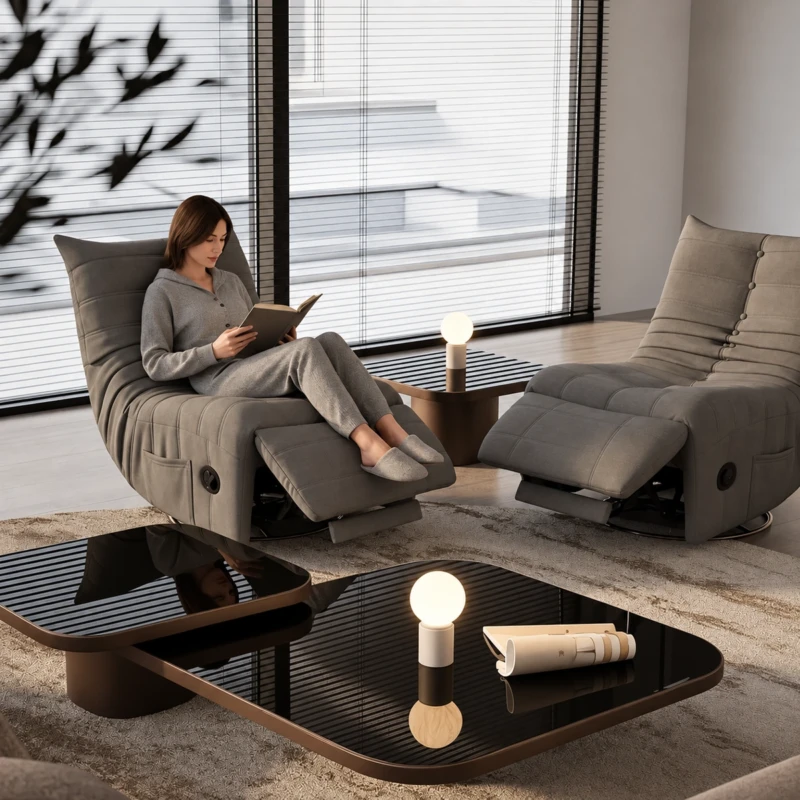 Lazy Grey Velvet Swivel Chair | Majestic Home UAE
