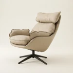 Varaia Beige Faux Leathered Swivel Chair