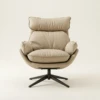 Varaia Beige Faux Leathered Swivel Chair | Majestic Home UAE