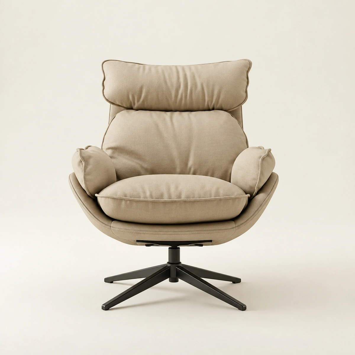 Varaia Beige Faux Leathered Swivel Chair | Majestic Home UAE