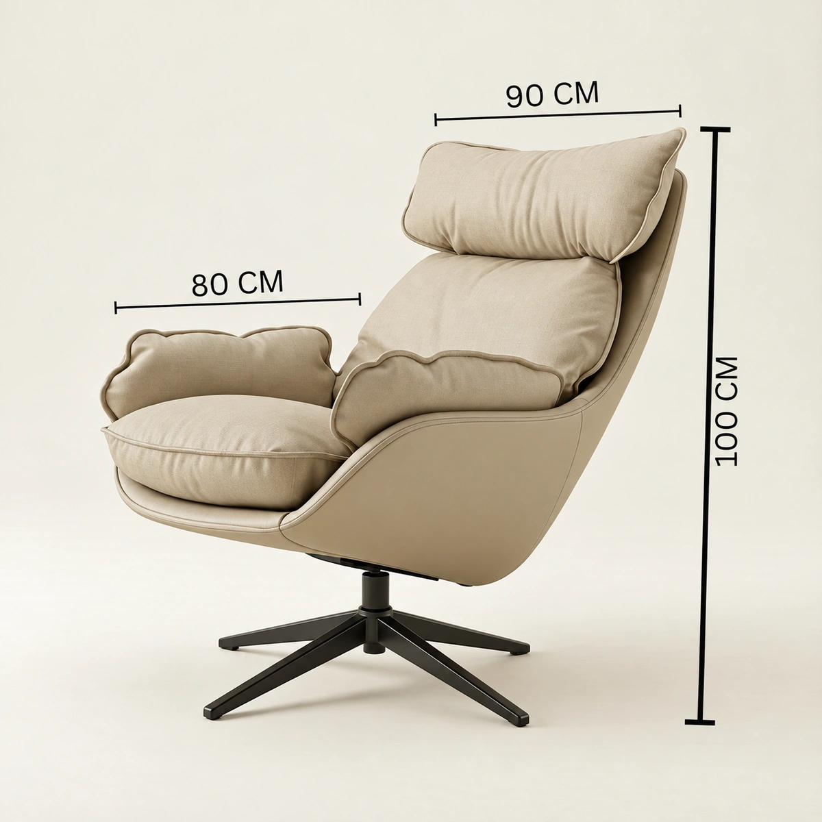 Varaia Beige Faux Leathered Swivel Chair | Majestic Home UAE