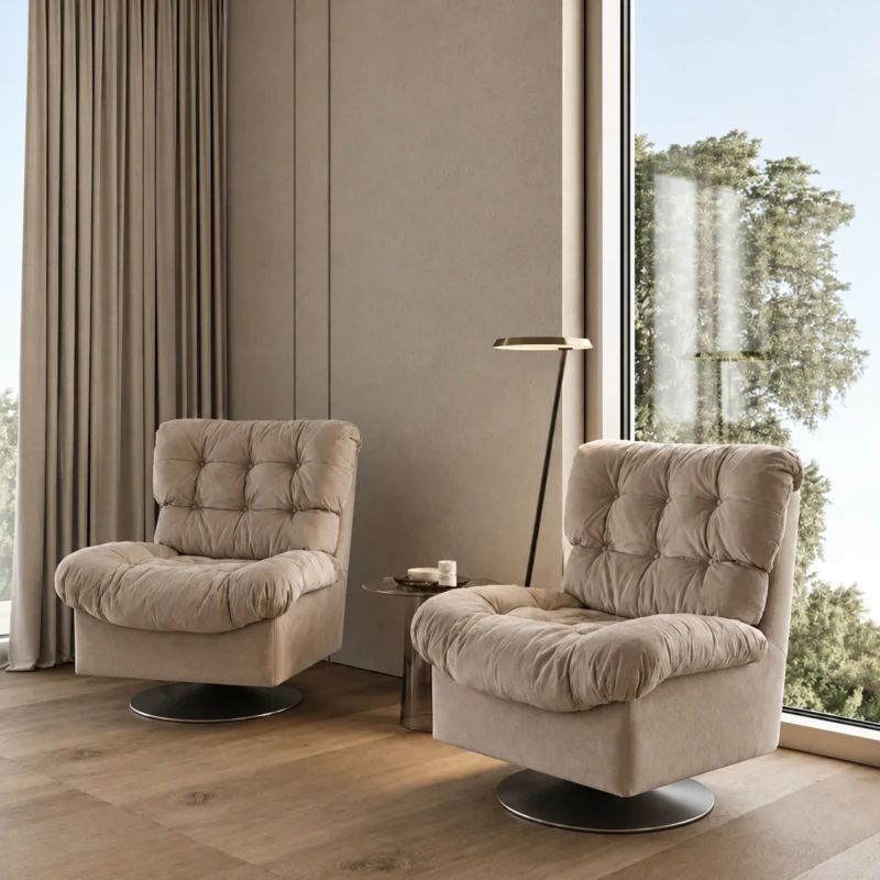 Amanti Cream Velvet Lounge Chair | Majestic Home UAE