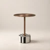 Clara Round Side Table with Striped Base | Majestic Home UAE