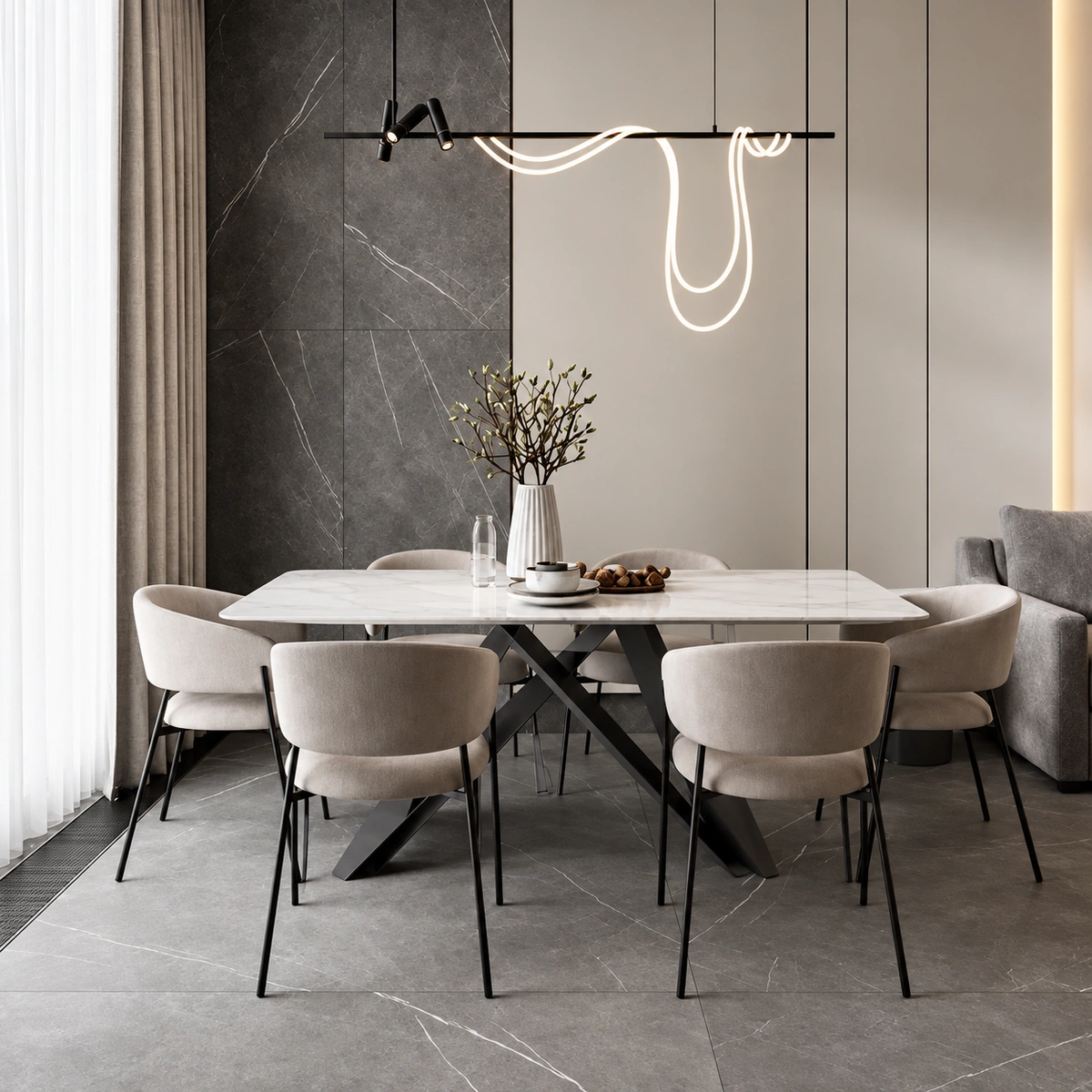Mayra Black Sintered Dining Table | Majestic Home UAE