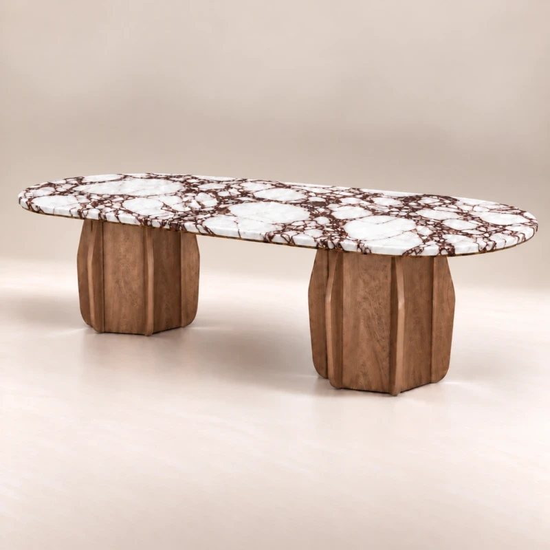Calacatta Viola Marble Dining Table | Luxury Oval Table