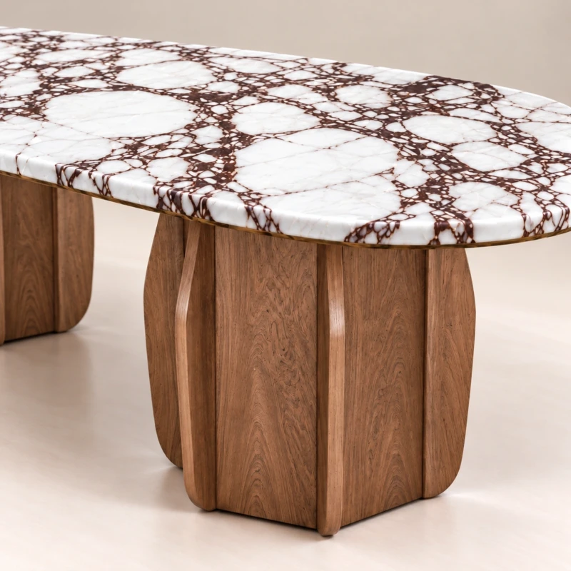 Calacatta Viola Marble Dining Table | Luxury Oval Table