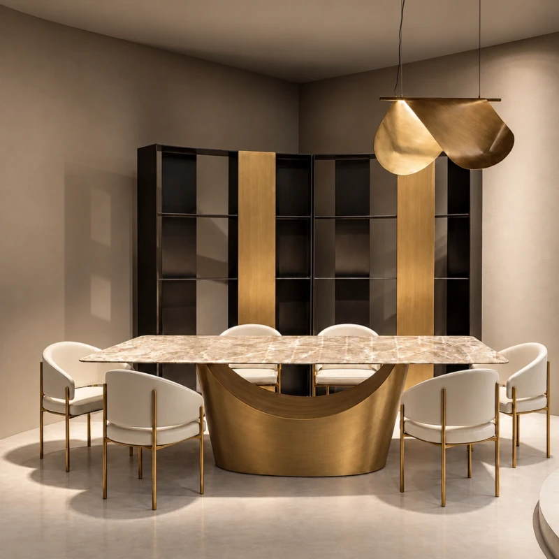 Twinkle Grey & Bronze Sintered Stone Top Dining Table