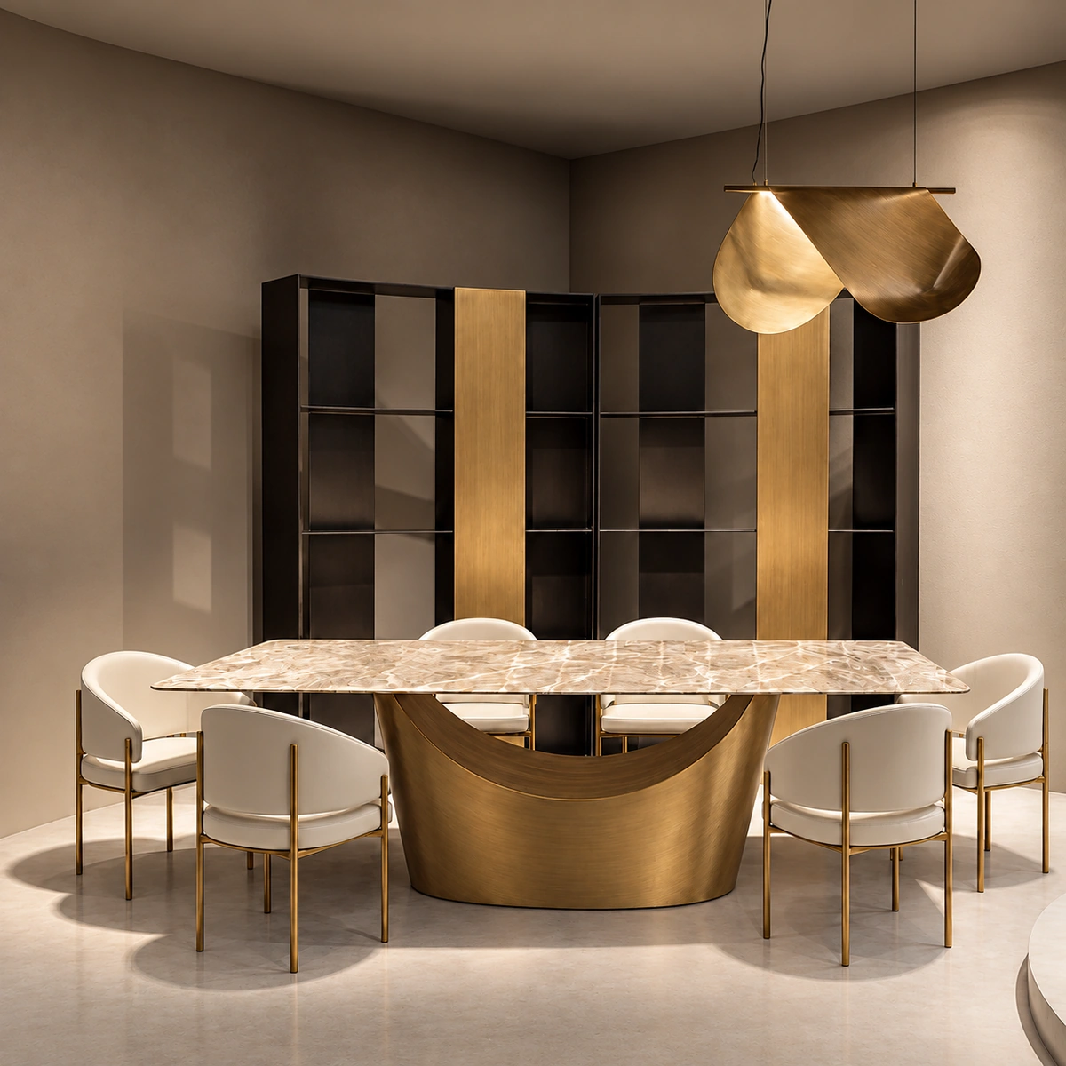 Twinkle Grey & Bronze Sintered Stone Top Dining Table