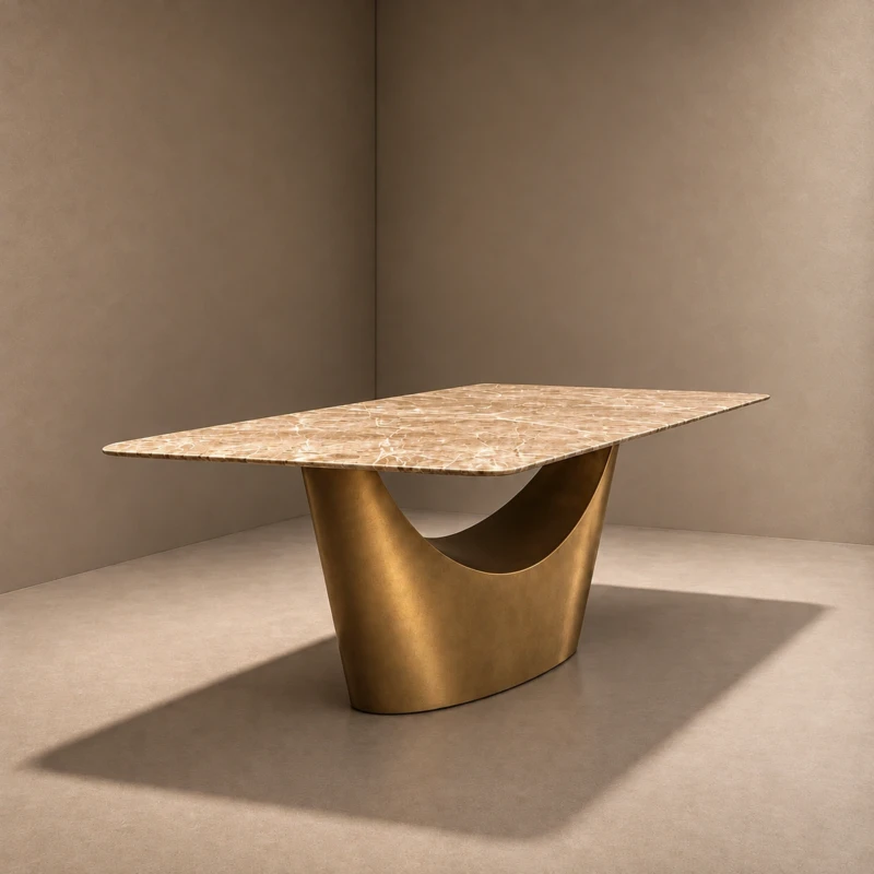 Twinkle Grey & Bronze Sintered Stone Top Dining Table