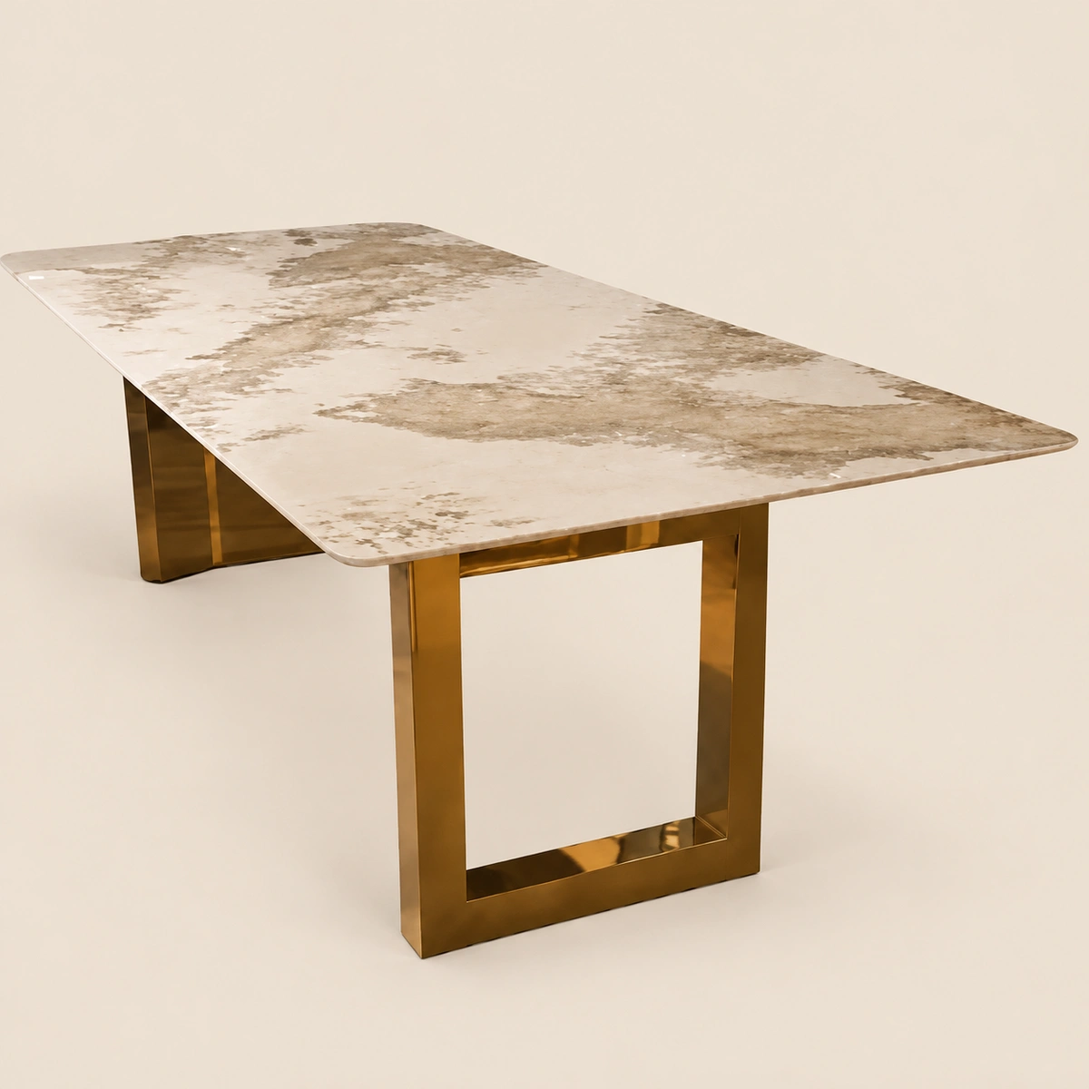 Ocean Stainless Steel and Sintered Stone Dining Table