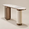 Aurelia Sintered Stone Console Table | Bronze Steel Frame