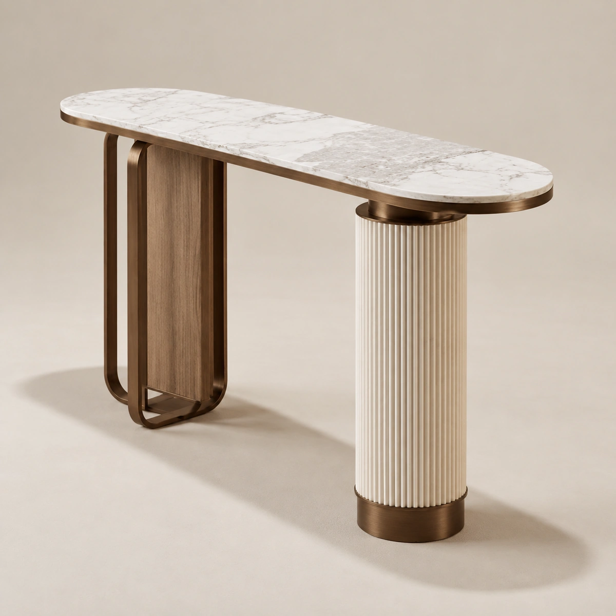 Aurelia Sintered Stone Console Table | Bronze Steel Frame