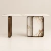 LATTE BROWN SINTERED STONE & STAINLESS STEEL CONSOLE TABLE - luxury furniture Dubai UAE