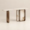 Latte Sintered Stone Console Table | Bronze Steel Frame