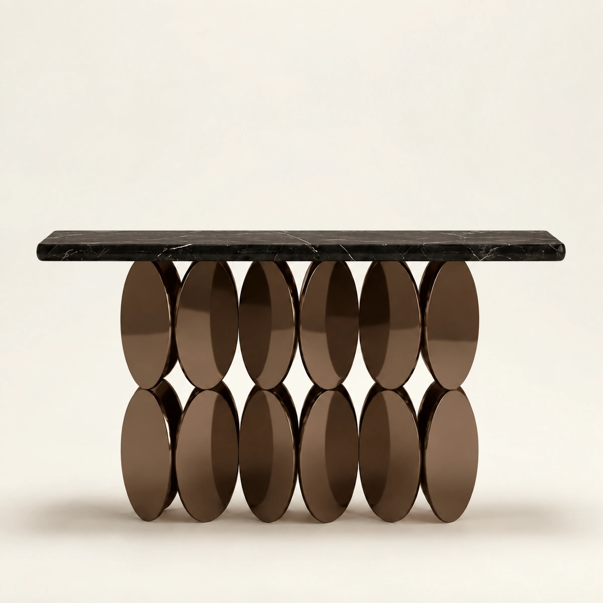 Bronzo Console Table | Rock Slab Top & Bronze Steel Base