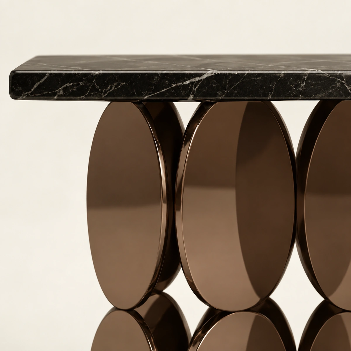 Bronzo Console Table | Rock Slab Top & Bronze Steel Base