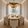 Travertine Dining Table | Organic Shape Stone & Wood Base