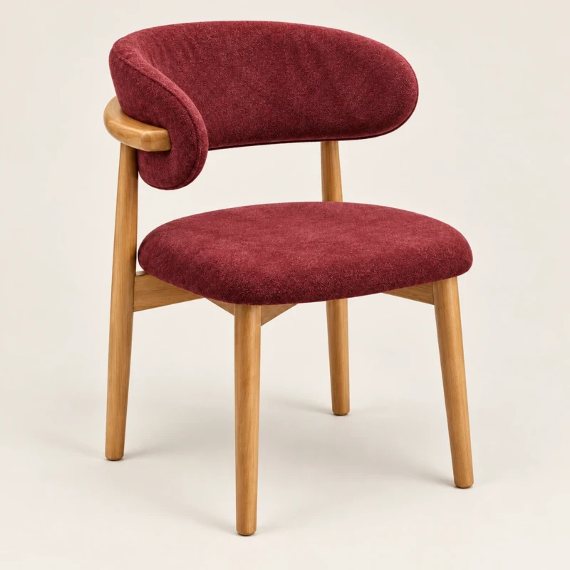 Burgundy Dining Chair | Upholstered Rubber Wood Chair