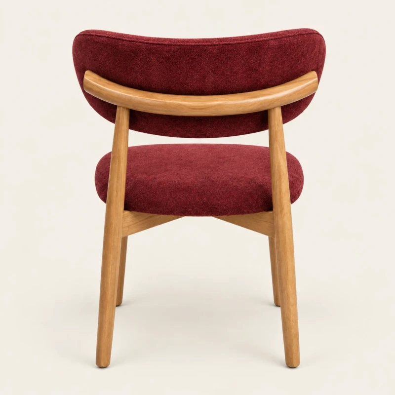 Burgundy Dining Chair | Upholstered Rubber Wood Chair