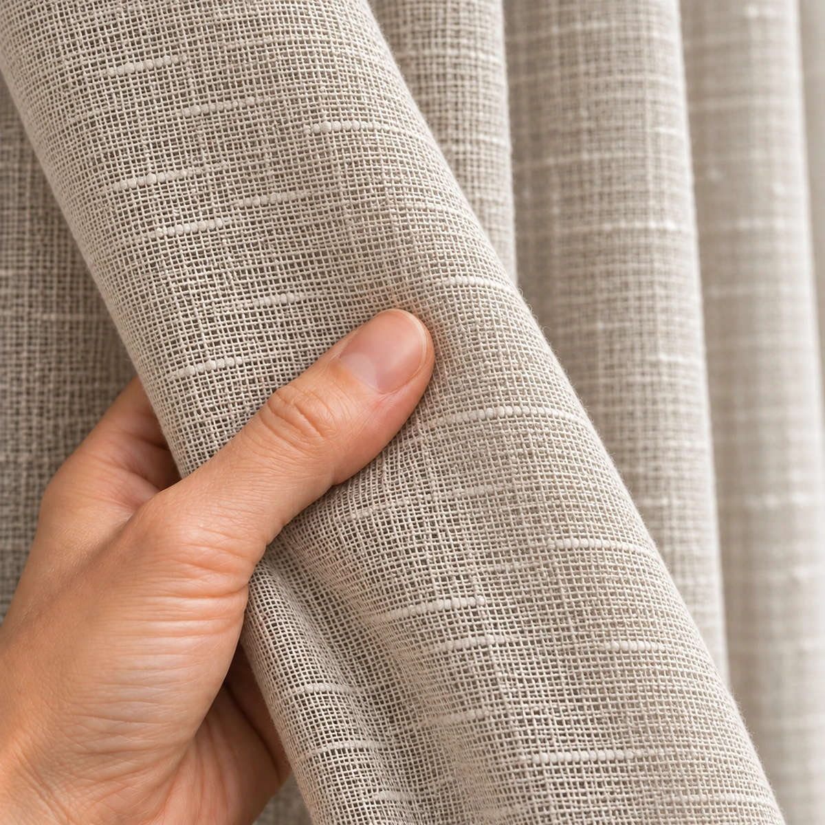 Hela Taupe Sheer Linen-Look Curtain | Soft Natural Light