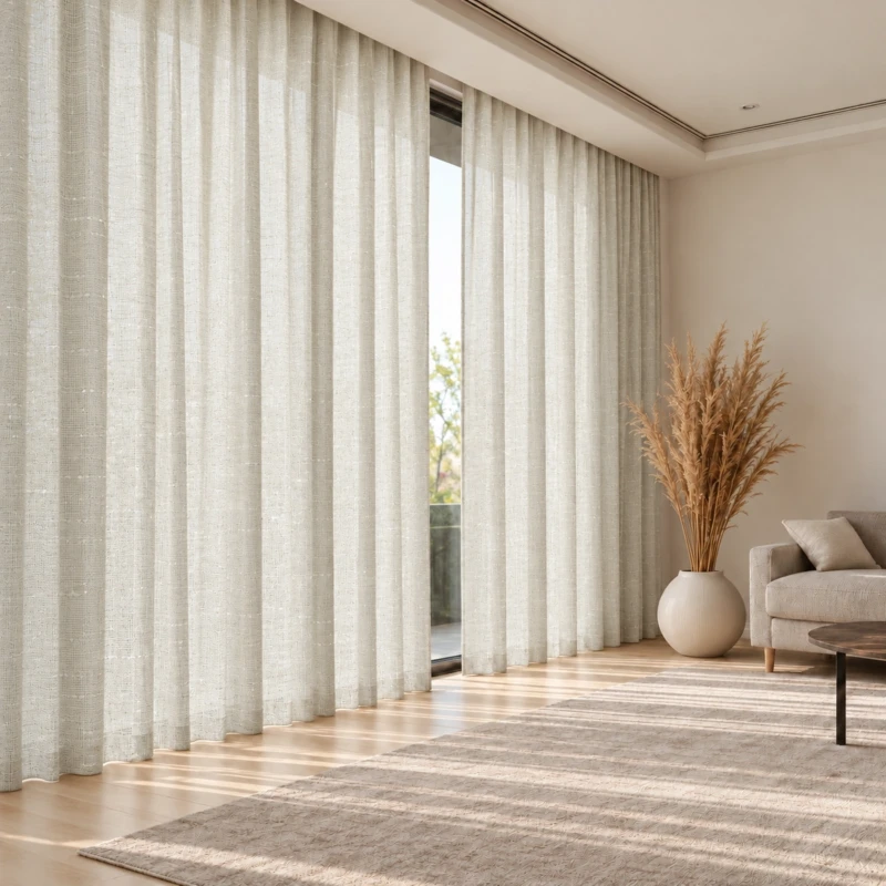 Livie Ivory Textured Curtain Fabric for UAE Interiors