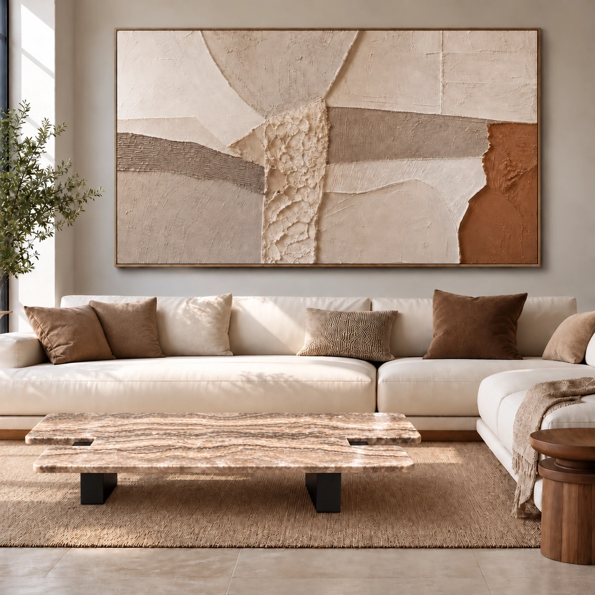 Marlow Coffee Table | Brown Artificial Marble Design