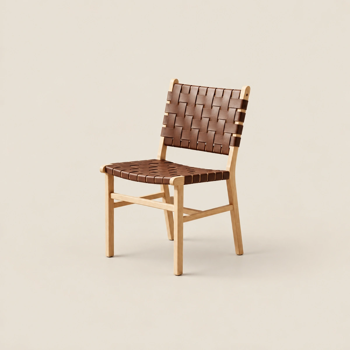 Nordic Walnut Rubber Wood & PU Leather Dining Chair
