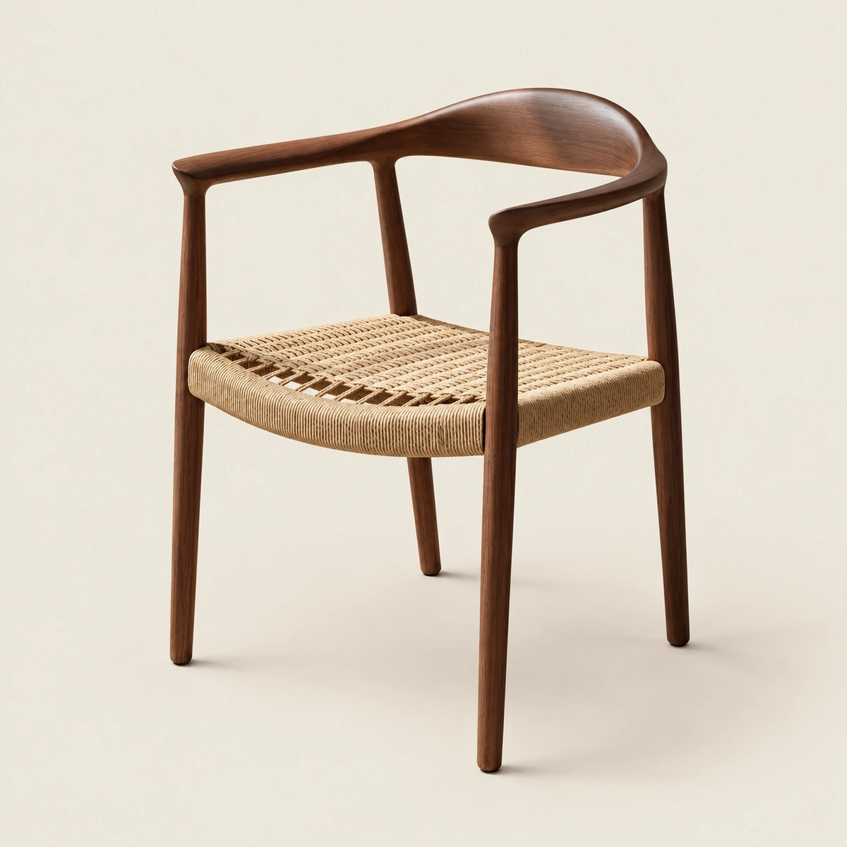 President Walnut Ash Wood & Rope Dining Chair