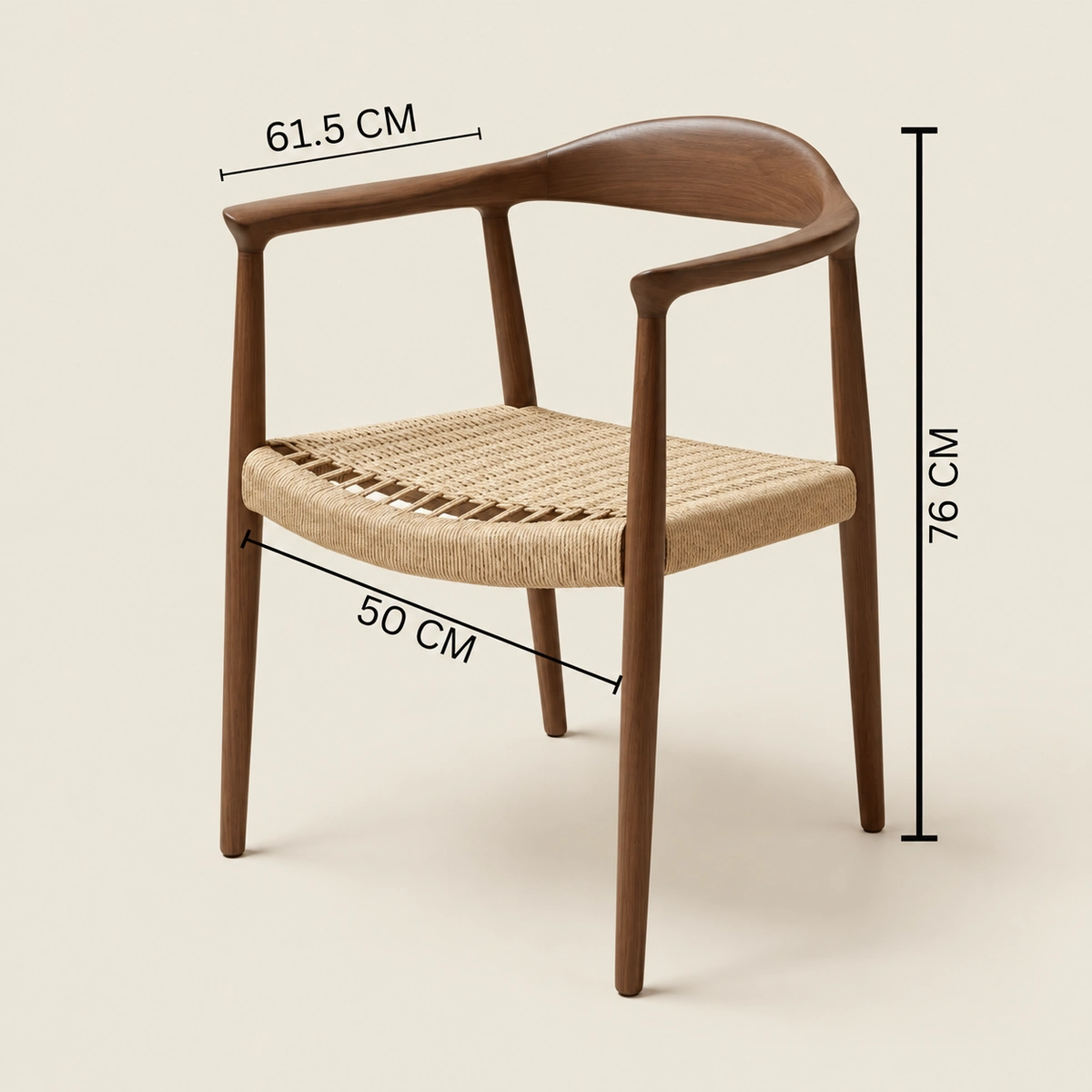 President Walnut Ash Wood & Rope Dining Chair