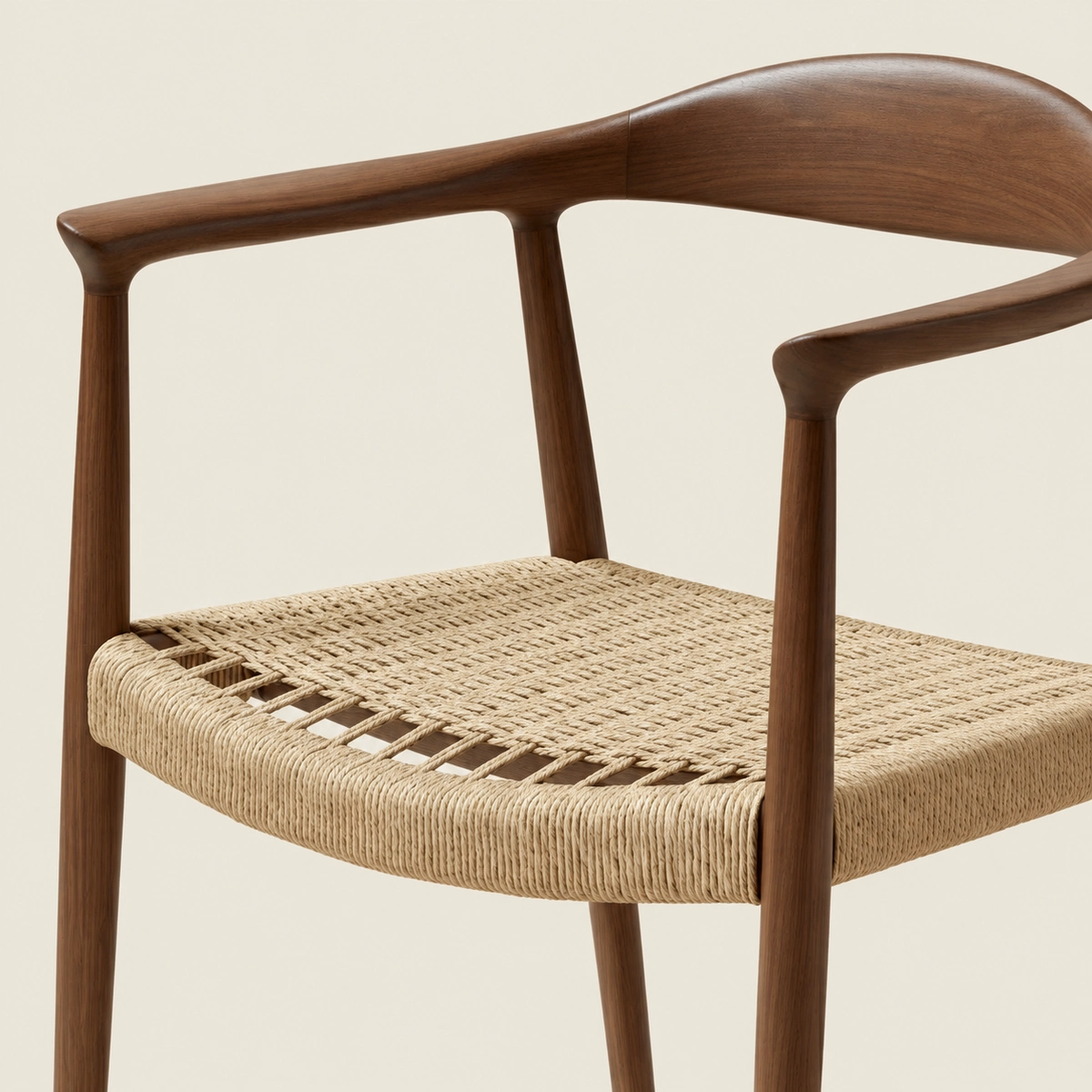 President Walnut Ash Wood & Rope Dining Chair