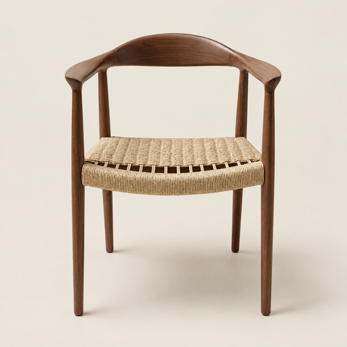 President Walnut Ash Wood & Rope Dining Chair
