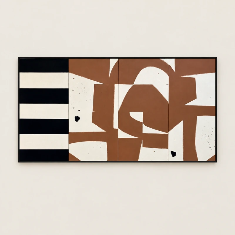 Rhea Rust and Cream Geometric Wall Art | Majestic Home