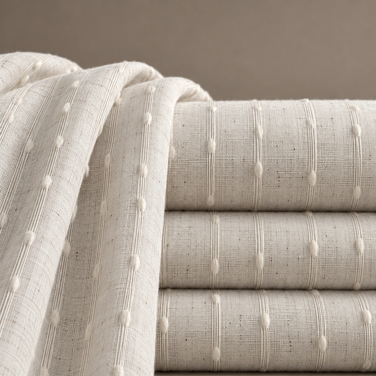 Saira Ivory Striped Curtain Fabric for UAE Interiors