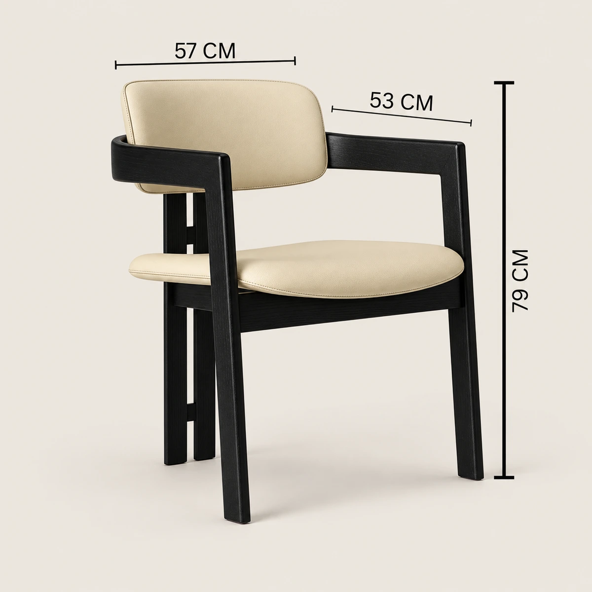 Salina Black & Beige Ash Wood Dining Chair | Majestic Home