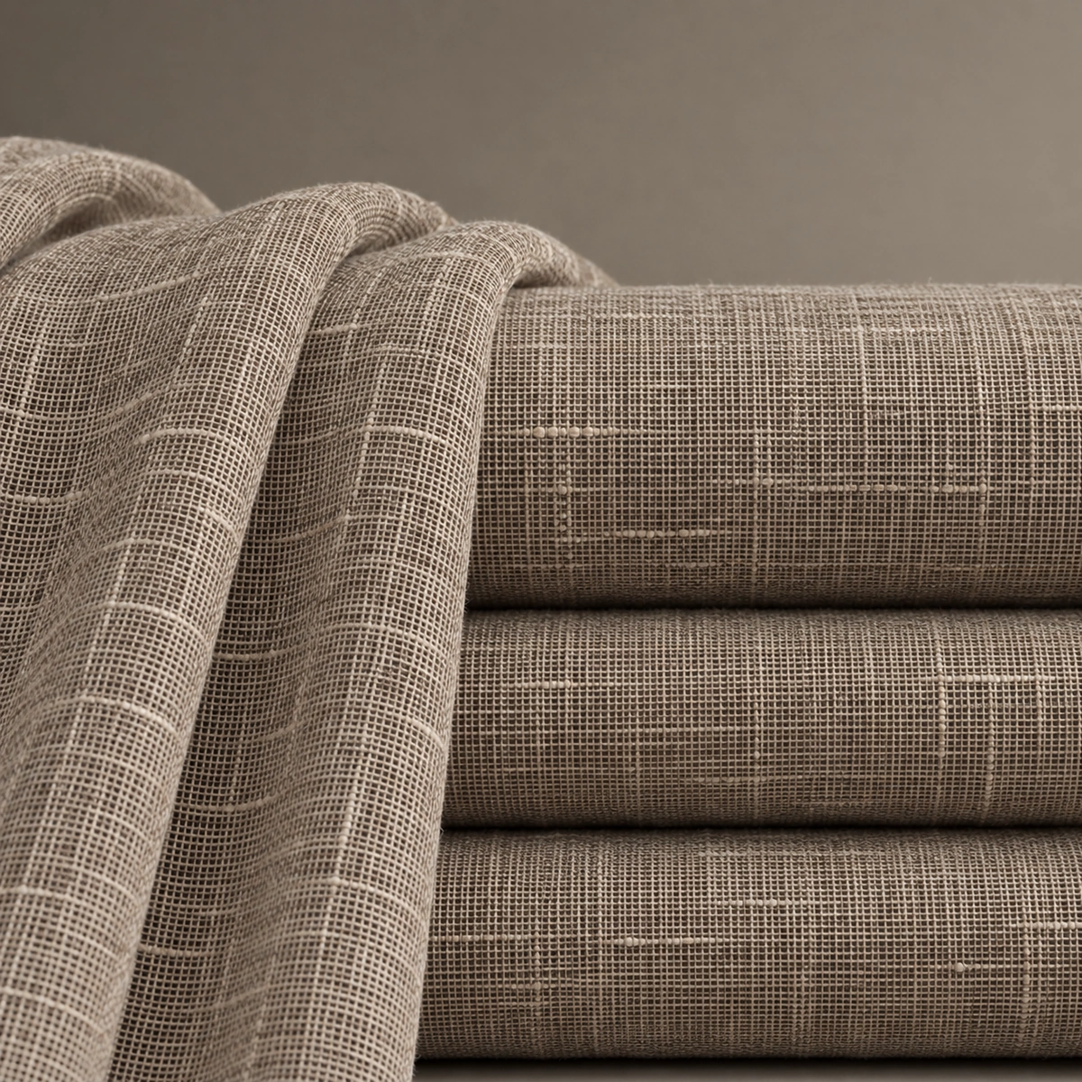 Tola Mocha Sheer Linen-Look Curtain | Cozy Textured Drape