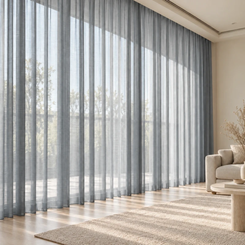 Vespera Blue-Grey Sheer Curtains | Elegant Window Style