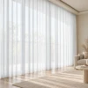 Whitie Sheer Curtain | White Linen-Look Wave Fold Curtains