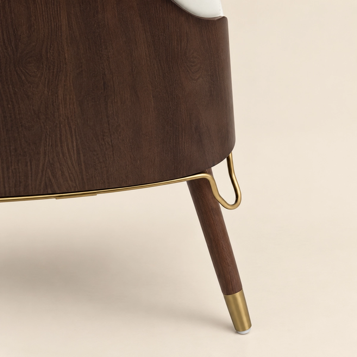 Woody Dining Chair | Creamy White PU Leather & Solid Wood