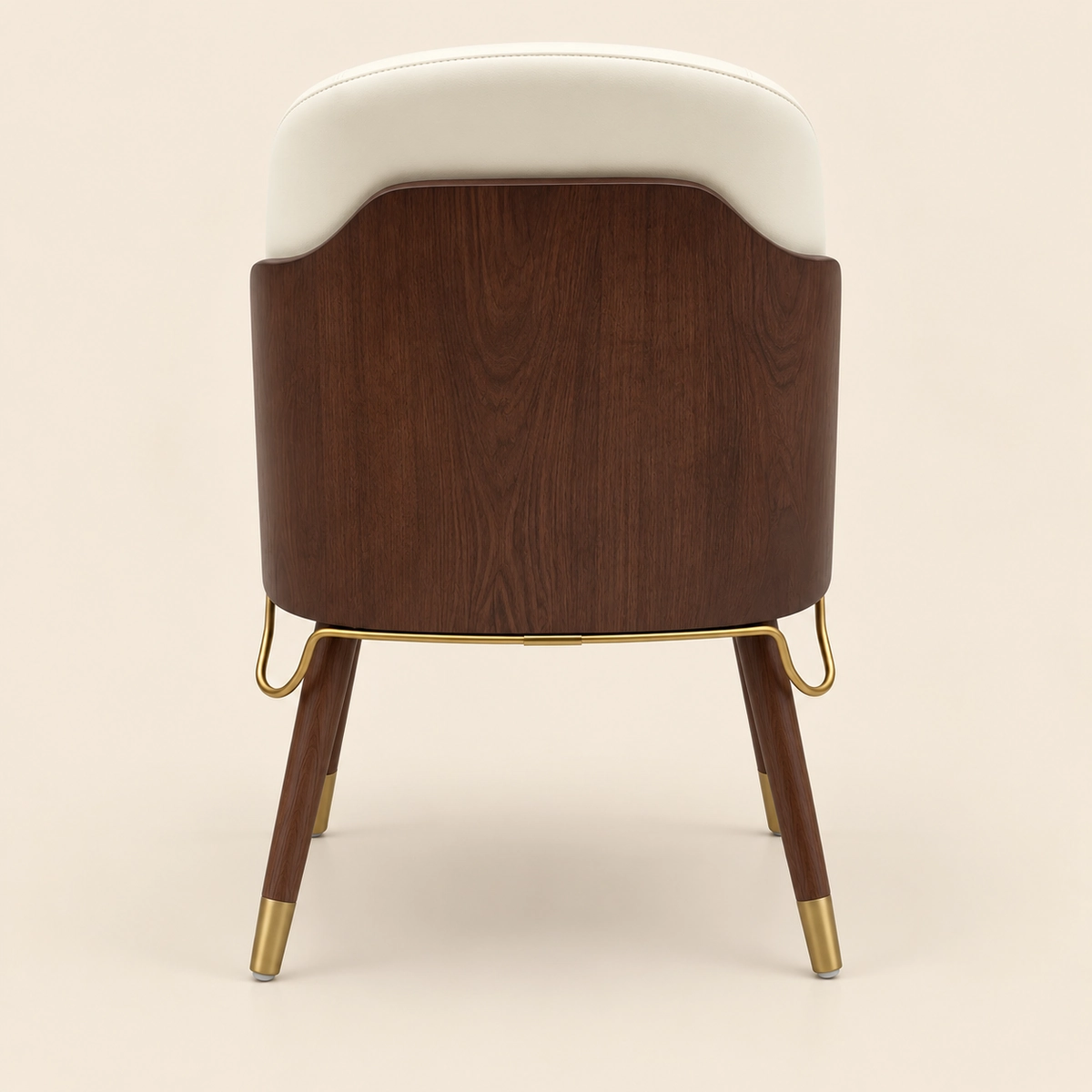 Woody Dining Chair | Creamy White PU Leather & Solid Wood